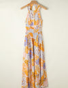 Tied Printed Grecian Sleeveless Maxi Dress