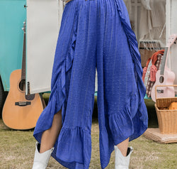 Plus Size Swiss Dot Ruffled Wide Leg Pants