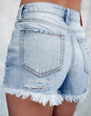 Distressed Raw Hem Denim Shorts