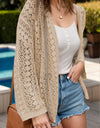 Openwork Open Front Dropped Shoulder Cardigan