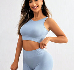 Round Neck Wide Strap Top and Shorts Active Set