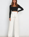 Tie Front Paperbag Wide Leg Pants