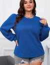 Plus Size Textured Round Neck Long Sleeve Top