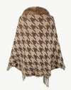 Houndstooth Fringe Hem Poncho