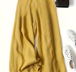 Full Size Half Elastic Waist Wide Leg Pants