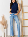 Kancan Mid Rise Raw Hem Flare Jeans