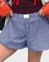 Plaid Elastic Waist Shorts