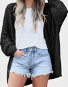 Openwork Open Front Long Sleeve Cardigan