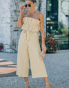 Ruffled Strapless Wide Leg Jumpsuit