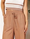 Double Take Drawstring Smocked Waist Wide Leg Pants