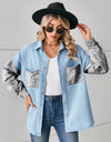 Leopard Button Up Denim Jacket