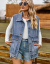 Sleeveless Denim Jacket with Pockets