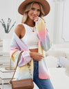 Contrast Balloon Sleeve Dropped Shoulder Cardigan