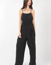 VERY J Pintuck Detail Woven Sleeveless Jumpsuit