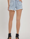 RISEN Full Size High Rise Rhinestone Strap Embellished Denim Shorts