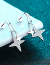 Moissanite Star Rhodium-Plated Drop Earrings