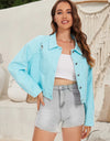 Distressed Distressed Button Up Denim Jacket