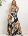 Slit Tied Printed Surplice Dress