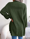 Cable-Knit Open Front Pocketed Cardigan