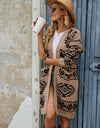 Printed Long Sleeve Cardigan with Pocket