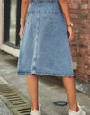 Button Front A-Line Denim Skirt