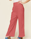 Double Take Full Size Texture Smocked Waist Wide Leg Pants