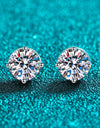 2 Carat Moissanite Rhodium-Plated Stud Earrings