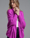 Dolman Sleeve Open Front Ribbed Trim Longline Cardigan