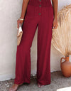 Full Size Decorative Button High Waist Pants