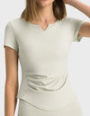 Notched Short Sleeve Active T-Shirt