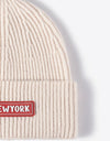 NEWYORK Patch Rib-Knit Cuffed Beanie