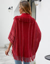 Fringe Detail Open Front Poncho