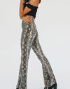 Snakeskin Print Flare Pants