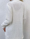 Open Front Rib-Knit Cardigan with Pockets