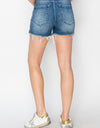 RISEN High Rise Raw Hem Distressed Denim Shorts