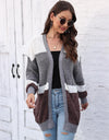 Color Block Open Front Cardigan
