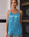 Halter Neck Backless Fringe Dress