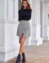 Plaid Buttoned Tulip Hem Mini Skirt