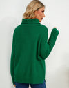 Slit Turtleneck Dropped Shoulder Sweater