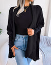 Horizontal Ribbing Open Front Slit Cardigan