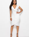 Ruched Ruffled Cap Sleeve Dress