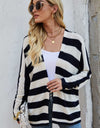 Striped Dolman Sleeve Open Front Cardigan