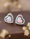 925 Sterling Silver Opal Heart Stud Earrings