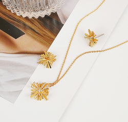Starburst Gold-Plated Earrings and Necklace Set