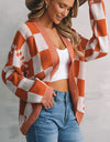 Plaid Open Front Dropped Shoulder Cardigan