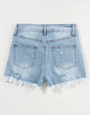 Distressed Raw Hem Denim Shorts