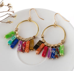 Multicolored Stone Dangle Earrings