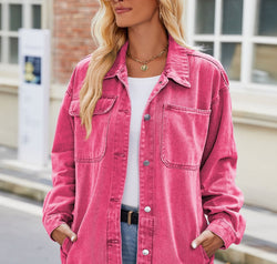 Button Up Denim Jacket with Pockets