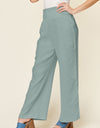 Double Take Full Size Texture Smocked Waist Wide Leg Pants