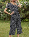 Ivy Lane Printed V-Neck Short Sleeve Jumpsuit